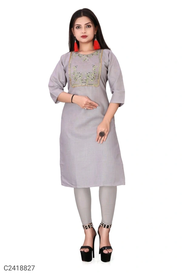 Grey Kurti With Jeggings  - Dove Gray, Chest 38 Length 40 Hip 38