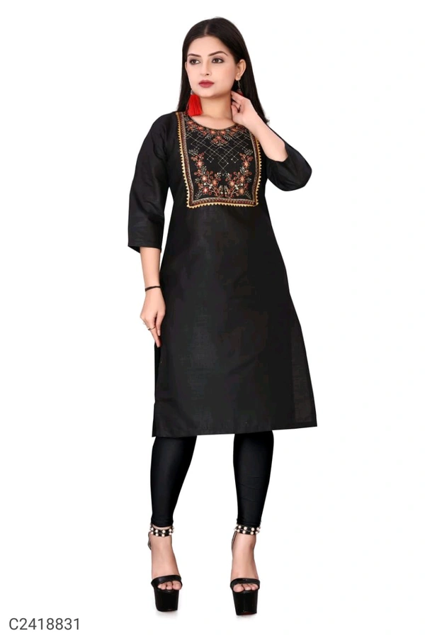 Black Kurti With Jeggings  - Black, Chest 38 Length 40 Hip 38