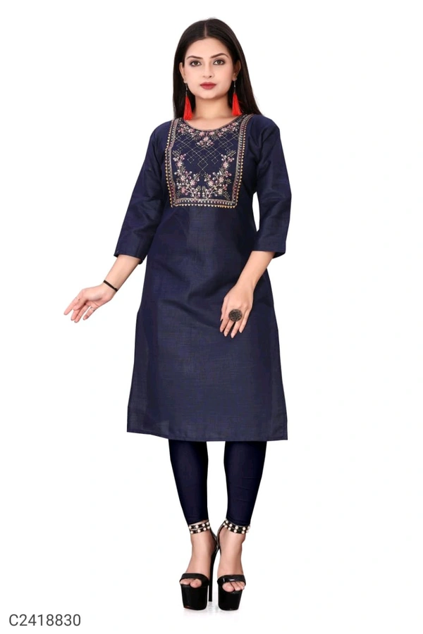 Navy Blue Kurti With Jeggings  - Navy Blue, Chest 38 Length 40 Hip 38