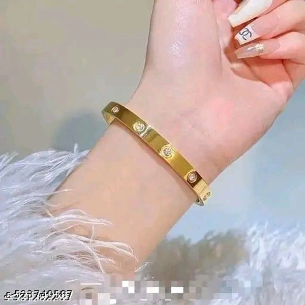 High Quality Stainless Steel Cubic Braslet। Gold Bracelet For Men & Boys।  - Pirate Gold, Free Size