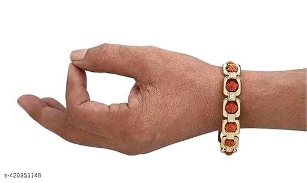 Gold Plated Rudraksha Breacelet For Men's $ Boy's! Asli Rudraksha Bracelet ! - Pirate Gold, Free