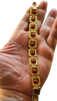 Gold Plated Rudraksha Breacelet For Men's $ Boy's! Asli Rudraksha Bracelet ! - Pirate Gold, Free