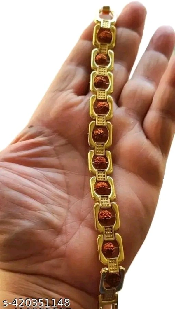 Gold Plated Rudraksha Breacelet For Men's $ Boy's! Asli Rudraksha Bracelet ! - Pirate Gold, Free