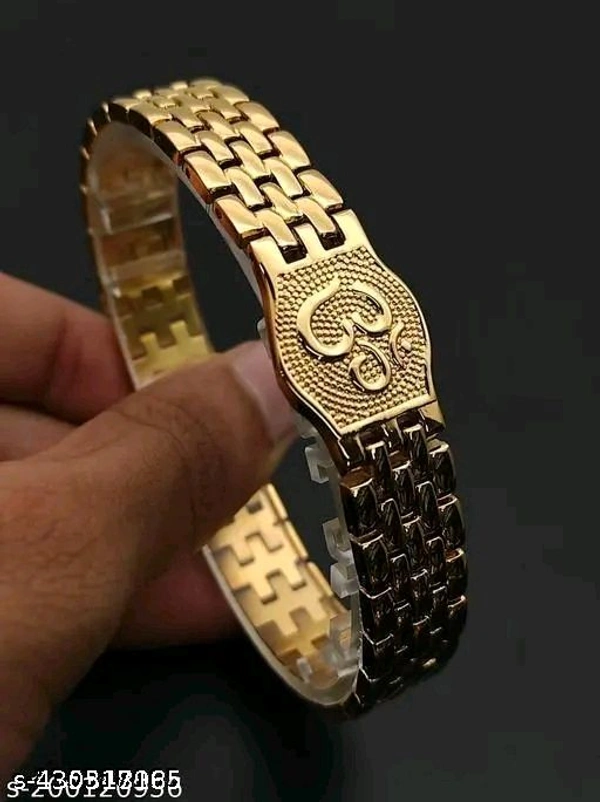 Gold Plated Om Bracelet For Men's $ Boy's ! ॐ Golden Breacelet  - Pirate Gold, Free