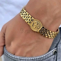 Gold Plated Om Bracelet For Men's $ Boy's ! ॐ Golden Breacelet  - Pirate Gold, Free