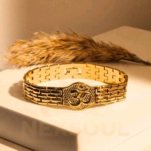 Gold Plated Om Bracelet For Men's $ Boy's ! ॐ Golden Breacelet  - Pirate Gold, Free