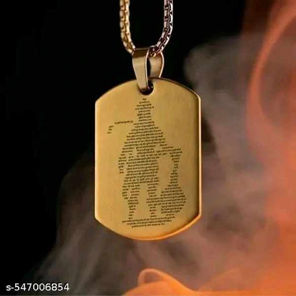 Golden Stylesh Hanuman Chalisa Chain Locket ! Hanuman Ji View With Chalisa Chain Locket For Men's & Boy's ! - Pirate Gold, Free
