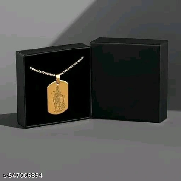 Golden Stylesh Hanuman Chalisa Chain Locket ! Hanuman Ji View With Chalisa Chain Locket For Men's & Boy's ! - Pirate Gold, Free