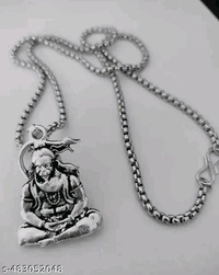 Hanuman Ji Chain Locket With Silver Small Statu ! Hanuman Ji Silver Locket For Men's & Boy's ! - Silver, Free