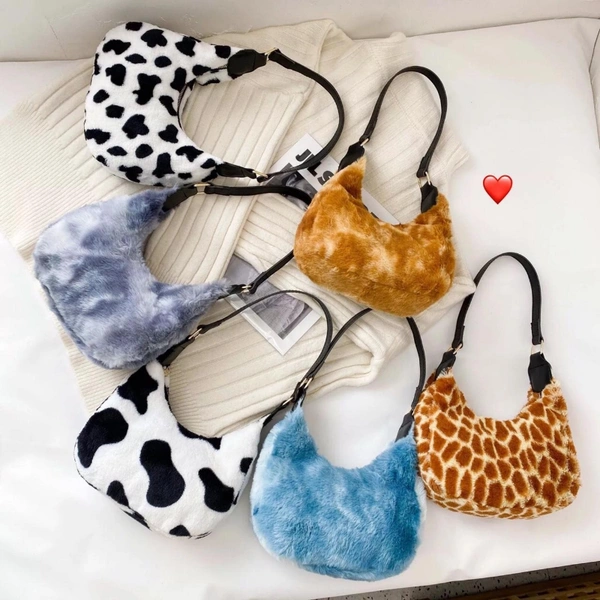 Imported Fur Printed Sling Bag - 1