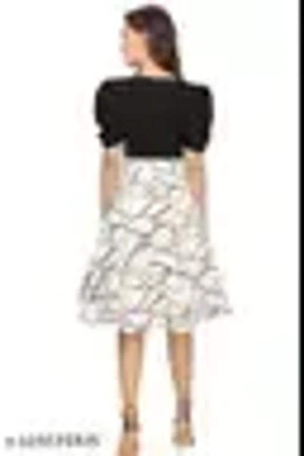 Georgette Maxi Dress - Floral Print, Available in Black Colour - Sizes XS to 7XL - FREE SIZE, BLACK AND WHITE