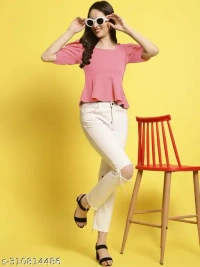 Name : Women Square Neck Puff Sleeves Peplum Top (Women Top | Women Tops | Top)  Fabric : Polyester  Sleeve Length : Short Sleeves  Pattern : Solid - S (Bust Size : 32 in, Length Size: 20 in)  M (Bust Size : 34 in, Length Size: 20 in)  L (Bust Size : 36 in, Length Size: 21 in)  XL (Bust Size : 38 in, Length Size: 21 in), Pink