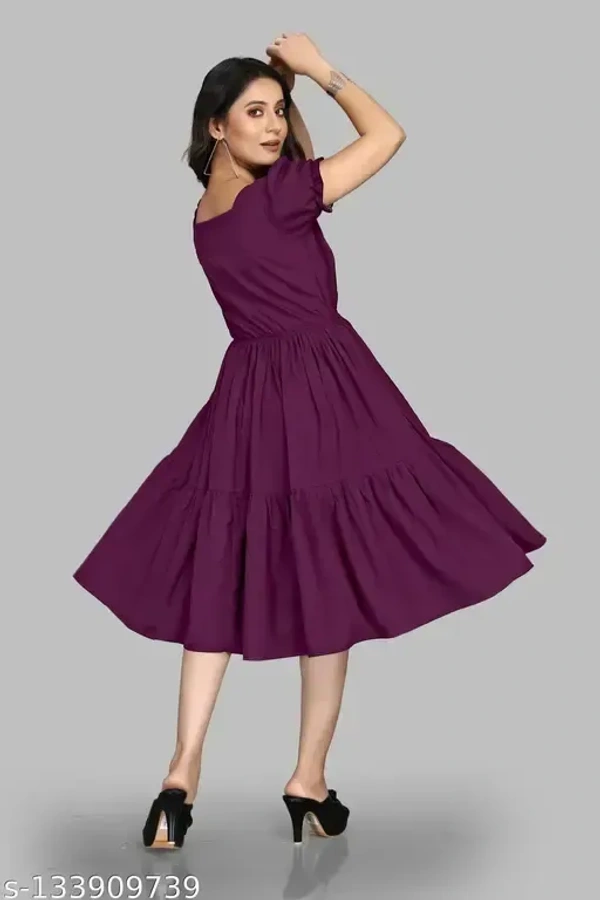  Name : Comfy Latest Women Dresses  Fabric : Crepe  Sleeve Length : Short Sleeves  Pattern : Solid - XXS, XS (Bust Size : 30 in, Length Size: 30 in)  S (Bust Size : 36 in, Length Size: 44 in)  M (Bust Size : 38 in, Length Size: 44 in)  L (Bust Size : 40 in, Length Size: 44 in)  XL (Bust Size : 42 in, Length Size: 44 in)  XXL (Bust Size : 44 in, Length Size: 44 in), Pompadour