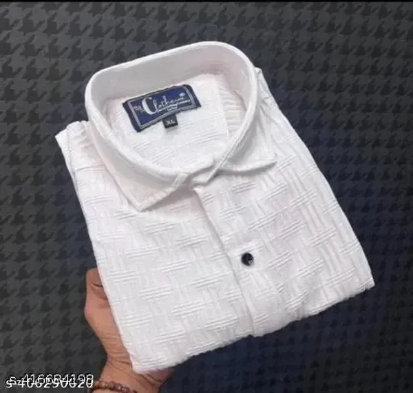 Name : NEW MEN'S HIGH QUALITY TEXTURE FABRICS NEW IMP SHIRT POPCORN FABRIC HAVY IMP  Fabric : Polypropylene  Sleeve Length : Long Sleeves  Pattern : Self-Design - XXS (Chest Size : 10 in, Length Size: 10 in)  M (Chest Size : 40 in, Length Size: 28 in)  L (Chest Size : 42 in, Length Size: 29 in)  XL (Chest Size : 44 in, Length Size: 30 in), White