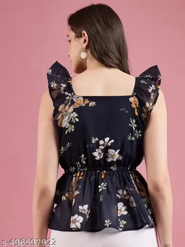 Name : Femvy designer polyster top for women  Fabric : Polyester  Sleeve Length : Short Sleeves  Pattern : Printed - XS (Bust Size : 34 in, Length Size: 26 in), Deep Cove