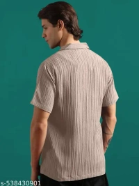 Name : Fancy Elegant Men Shirts Fabric : Popcorn  Sleeve Length : Short Sleeves  Pattern : Self-Design - S (Chest Size : 37 in, Length Size: 27 in)  M (Chest Size : 39 in, Length Size: 27.5 in)  L (Chest Size : 41 in, Length Size: 28 in)  XL (Chest Size : 43 in, Length Size: 29 in)  XXL (Chest Size : 45 in, Length Size: 30 in), Beauty Bush