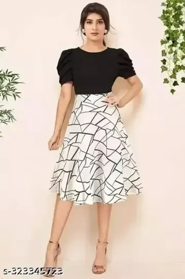 Georgette Maxi Dress - Floral Print, Available in Black Colour - Sizes XS to 7XL - FREE SIZE, BLACK AND WHITE