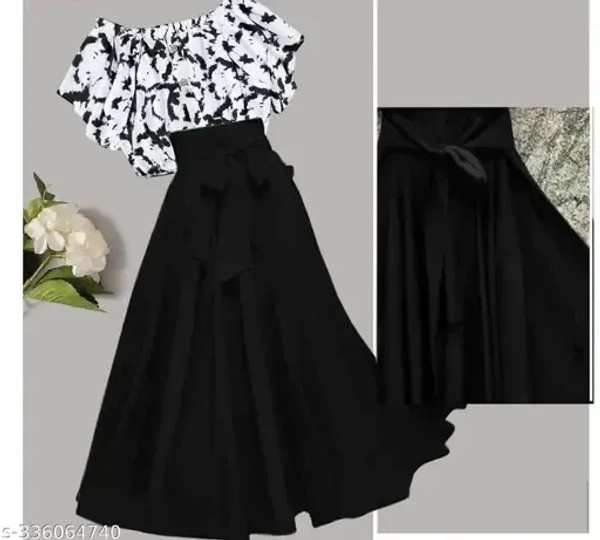 Name : Classy Ravishing Women Top & Bottom Sets  Top Fabric : Crepe  Bottom Fabric : Crepe  Sleeve Length : Short Sleeves - S (Top Bust Size : 36 in, Top Length Size: 16 in, Bottom Waist Size: 28 in, Bottom Length Size: 39 in)  M (Top Bust Size : 38 in, Top Length Size: 16 in, Bottom Waist Size: 30 in, Bottom Length Size: 39 in)  L (Top Bust Size : 40 in, Top Length Size: 16 in, Bottom Waist Size: 32 in, Bottom Length Size: 39 in)  XL (Top Bust Size : 42 in, Top Length Size: 16 in, Bottom Waist Size: 34 in,
