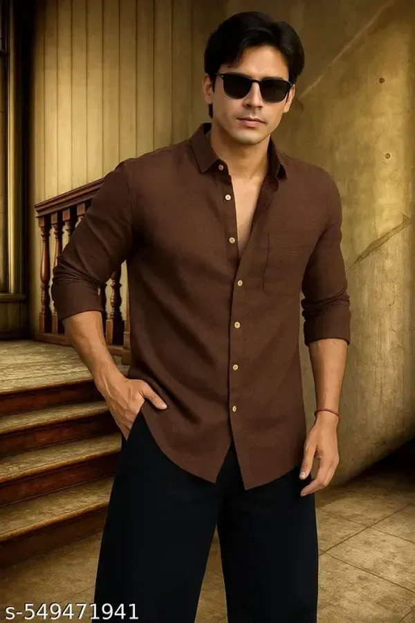 Name : Classy Graceful Men Shirts  Fabric : Linen  Sleeve Length : Long Sleeves  Pattern : Printed - S (Chest Size : 38 in, Length Size: 26 in)  M (Chest Size : 40 in, Length Size: 28 in)  L (Chest Size : 42 in, Length Size: 30 in)  XL (Chest Size : 44 in, Length Size: 32 in)  XXL (Chest Size : 46 in, Length Size: 34 in), Wood Bark
