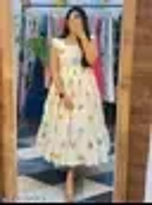 Name : Trendy White Printed Flared One-Piece Dress for Women – Stylish & Comfortable for Casual Wear  Fabric : Poly Blend  Sleeve Length : Sleeveless  Pattern : Printed - XS (Bust Size : 34 in, Length Size: 44 in)  S (Bust Size : 36 in, Length Size: 44 in)  M (Bust Size : 38 in, Length Size: 44 in)  L (Bust Size : 40 in, Length Size: 44 in)  XL (Bust Size : 42 in, Length Size: 44 in)  XXL (Bust Size : 44 in, Length Size: 44 in), Soapstone