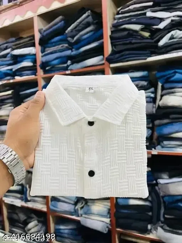 Name : NEW MEN'S HIGH QUALITY TEXTURE FABRICS NEW IMP SHIRT POPCORN FABRIC HAVY IMP  Fabric : Polypropylene  Sleeve Length : Long Sleeves  Pattern : Self-Design - XXS (Chest Size : 10 in, Length Size: 10 in)  M (Chest Size : 40 in, Length Size: 28 in)  L (Chest Size : 42 in, Length Size: 29 in)  XL (Chest Size : 44 in, Length Size: 30 in), White