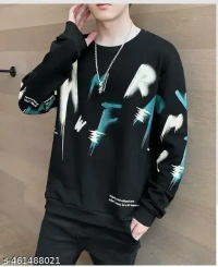 Name : Mens Full sleeve T-shirt and sweatshirts  Fabric : Polycotton  Sleeve Length : Long Sleeves  Pattern : Printed - S (Chest Size : 36 in, Length Size: 26.5 in)  M (Chest Size : 38 in, Length Size: 27.5 in)  L (Chest Size : 40 in, Length Size: 28.5 in)  XL (Chest Size : 42 in, Length Size: 29 in), Black