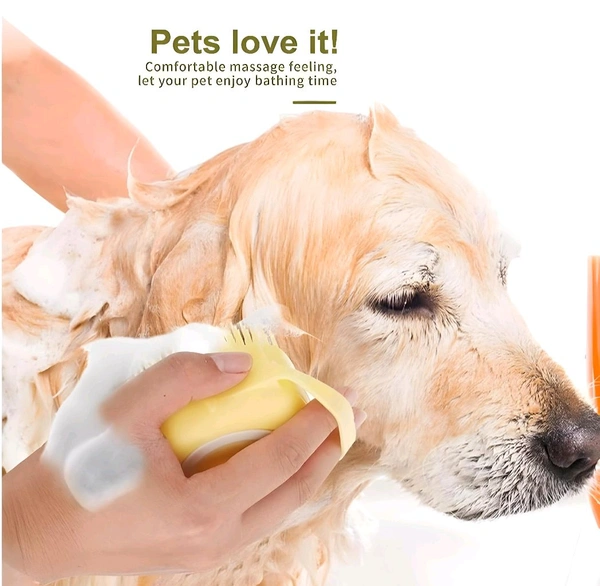 Pet Bath Massage Brush – Makes Your Dog Love Bath Time! 🐶🛁 - Yellow