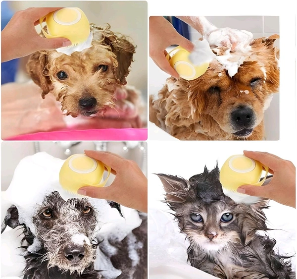 Pet Bath Massage Brush – Makes Your Dog Love Bath Time! 🐶🛁 - Yellow