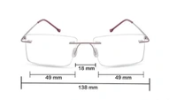 Rimless frame - 52.mm, pink, 0.00 and -2.00 sph -0.00and-1.00 cyl