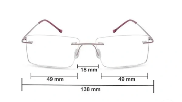 Rimless frame - 52.mm, pink, 0.00 and -2.00 sph -0.00and-1.00 cyl
