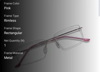 Rimless frame - 52.mm, pink, 0.00 and -2.00 sph -0.00and-1.00 cyl