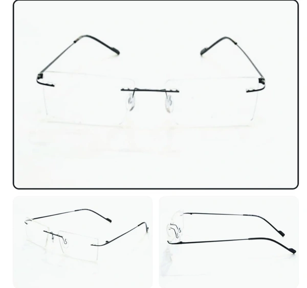Rimless Frame - 52.mm, Black, 0.00 and-+1.00 SPH CYL