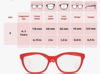 Girls cat eye frame - 48.mm, Red, 6 momth, -0.00 and -6.00 SPH and -2.00 CYL BLUE CAT LENS
