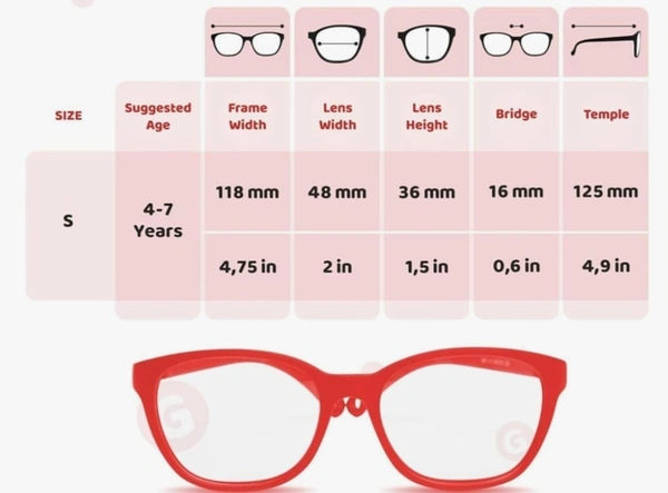 Girls cat eye frame - 48.mm, Red, 6 momth, -0.00 and -6.00 SPH and -2.00 CYL BLUE CAT LENS