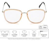 Oval frame - 50.mm, golden, 0.00 and -4.00 SPH 0.00and -2.00CYL BLUE CAT LENS
