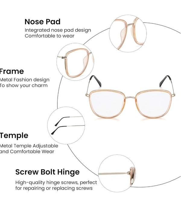 Oval frame - 50.mm, golden, 0.00 and -4.00 SPH 0.00and -2.00CYL BLUE CAT LENS