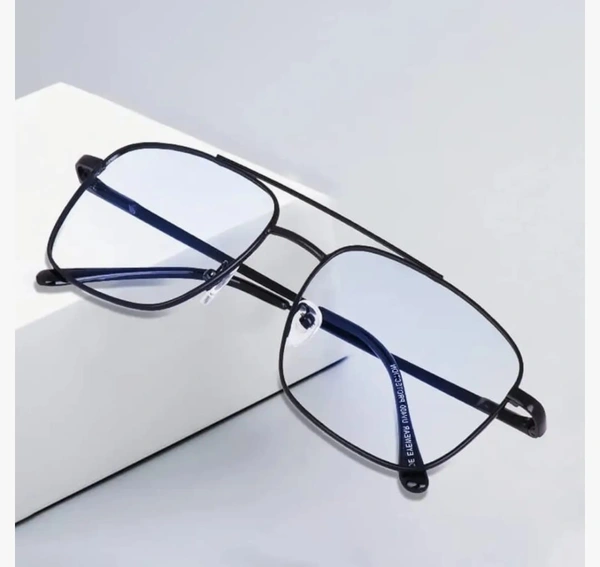 Double Support Metal Frame Square - 52.mm, Black, 0.00and -+2.00 SPH- CYL