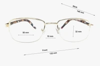 Golden half ring frame - 50.MM, GOLDN, +1.00 and +3.00 K.T. blue cat lens