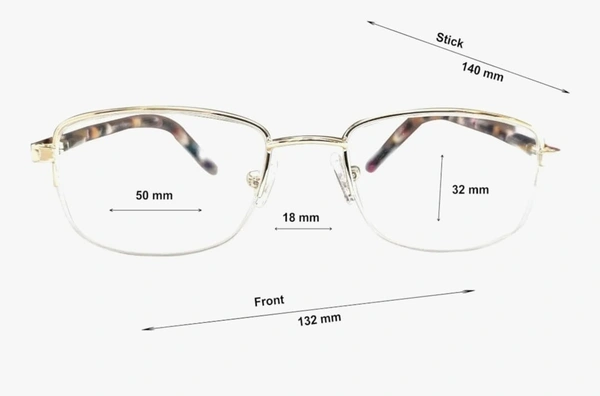 Golden half ring frame - 50.MM, GOLDN, +1.00 and +3.00 K.T. blue cat lens