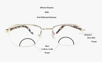 Golden half ring frame - 50.MM, GOLDN, +1.00 and +3.00 K.T. blue cat lens