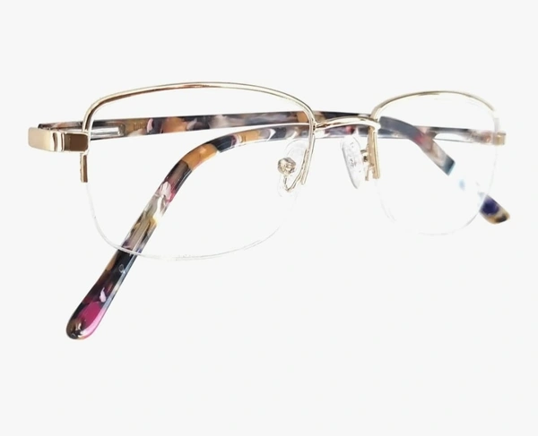 Golden half ring frame - 50.MM, GOLDN, +1.00 and +3.00 K.T. blue cat lens