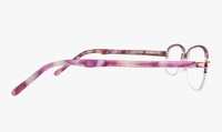 Pink half rim frame - 50.mm, pink, +1.00 and +3.00 blue cat lens