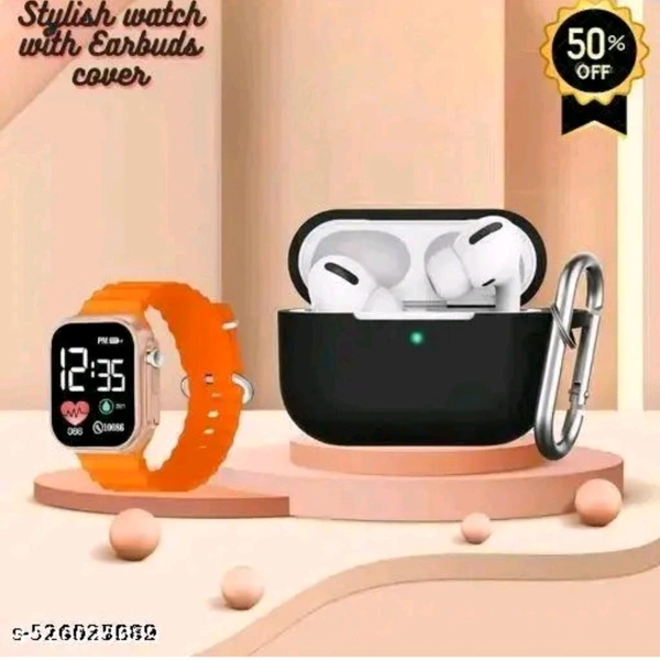 Stylish TWS Bluetooth Wireless Bluetooth Headphones Earbuds *FREE* With Stylish Best Quality LED Watch Wireless Bluetooth Headphones & Earphones Touch Sensor V5.1 With HD Mic And Active Noisz Cancellation - Free