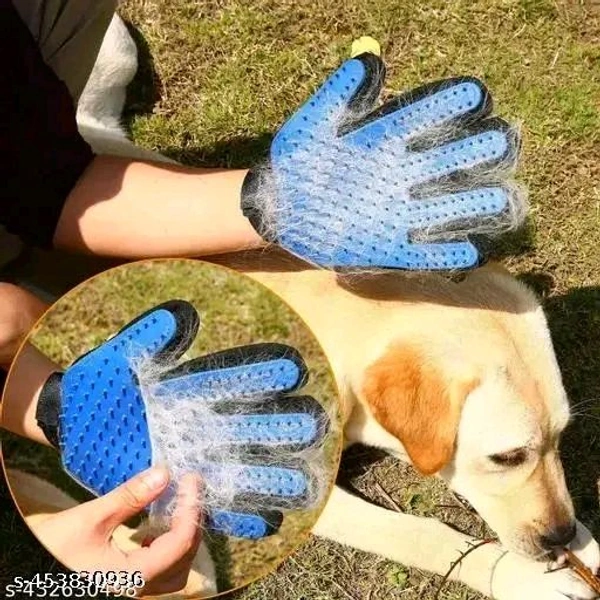 Vasify Pets Grooming Gloves, Bathing & Massaging Brush For Dog, Gentle Hair Remover Deshedding Brush Gloves For Pets (Blue) - Blue