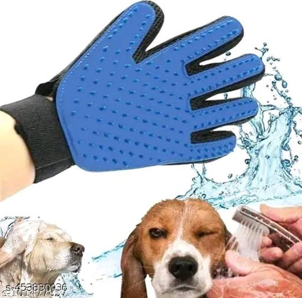 Vasify Pets Grooming Gloves, Bathing & Massaging Brush For Dog, Gentle Hair Remover Deshedding Brush Gloves For Pets (Blue) - Blue