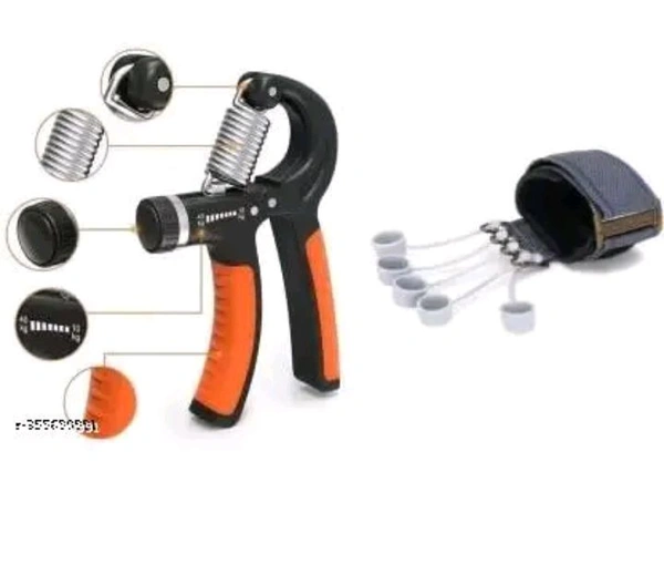Hand Griper + And Free Finger Exerciser   - Black, Free Sizee
