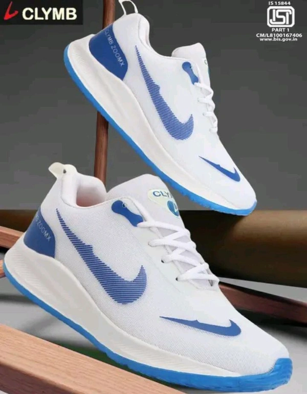 Nike x Climbus White & Blue Unisex Sneaker  - White, 9
