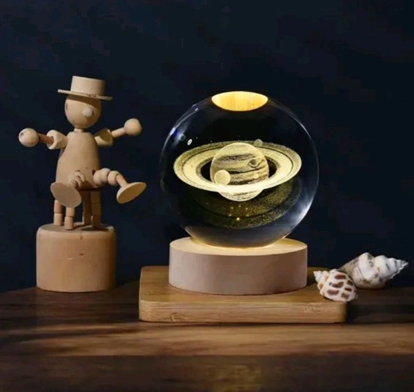 3D Crystal Planet Lamp , Jupiter In Light Glass Lamp