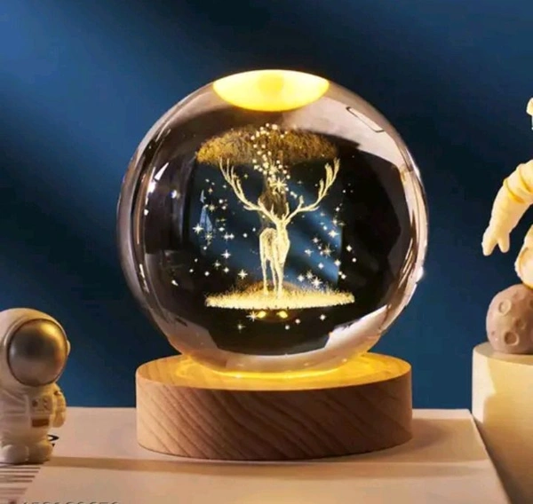 3D Crystal Lamp With Astronomy Deer Ignite Light 