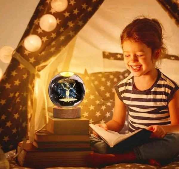 3D Crystal Lamp With Astronomy Deer Ignite Light 